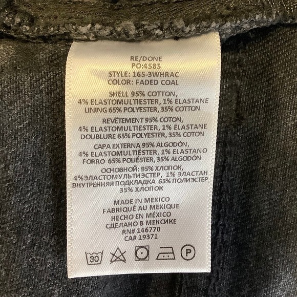 NEW! RE/DONE Size 23 90s High Rise Ankle Crop Denim Jeans Coal $265 msrp I9-12 - Picture 9 of 10